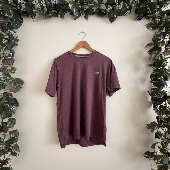New Balance Athletic Scoop Neck Short Sleeve Shirt Maroon Men’s Size M - Picture 1 of 6